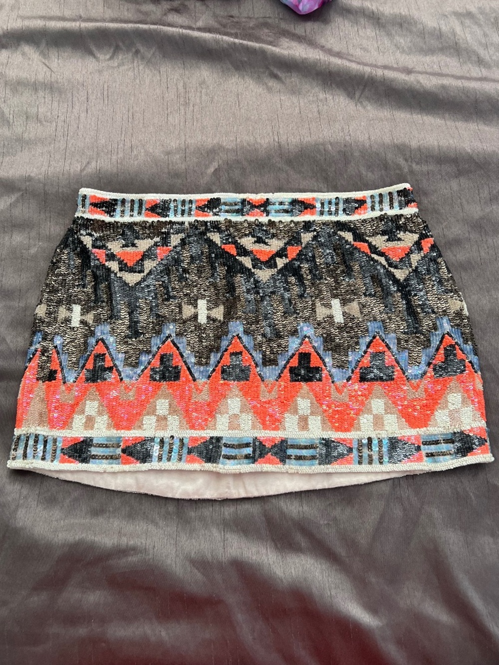 AllSaints Spitalfields Hand-Embellished Aztec Sequin Mini Skirt